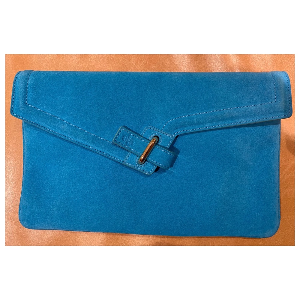 Ela MILCK Blue Suede Clutch Purse